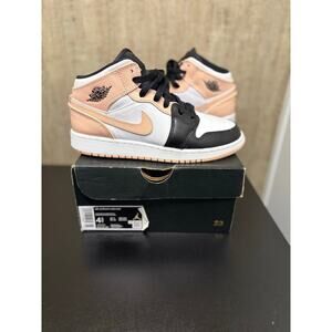 SZ 4.5Y/6W - Jordan 1 Mid Wht/Arctic Orange-Blk, Gently Used
